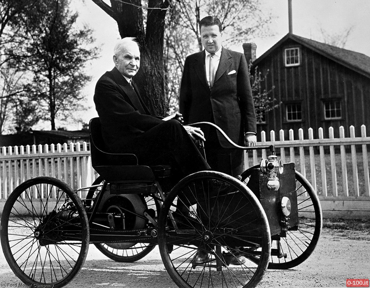 1946 Henry Ford and Henry Ford II with Quadricycle