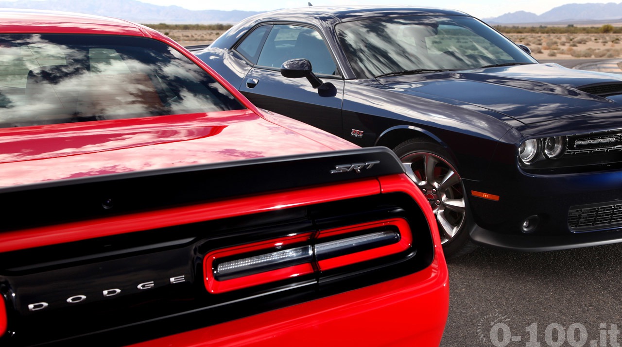 2015 Dodge Challenger SRT Supercharged (left) and Dodge Challeng