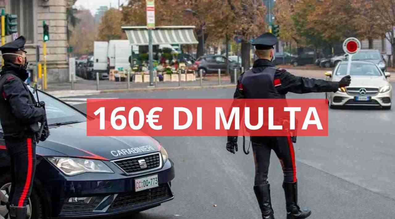 160€ di multa - posto di blocco