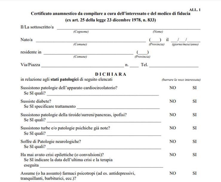 Certificato anamnestico - 0-100.it